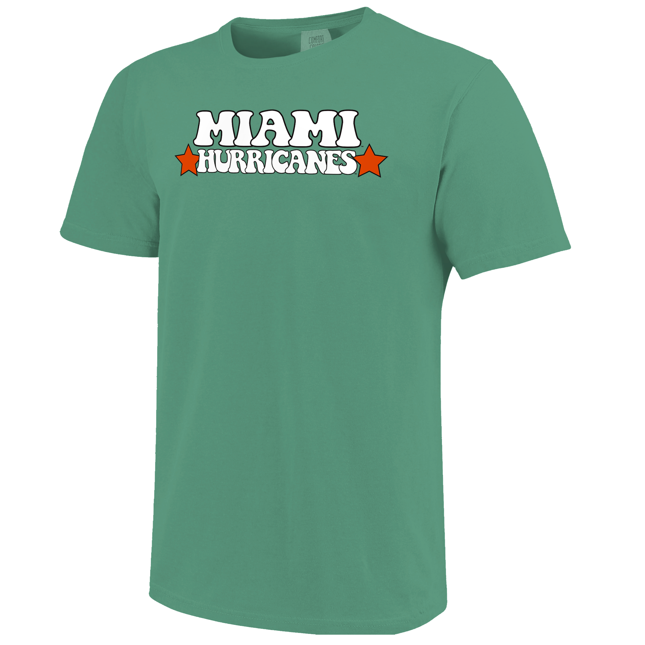 Miami Hurricanes Groovy Type & Pattern Circle Comfort Color T-Shirt - Island Green