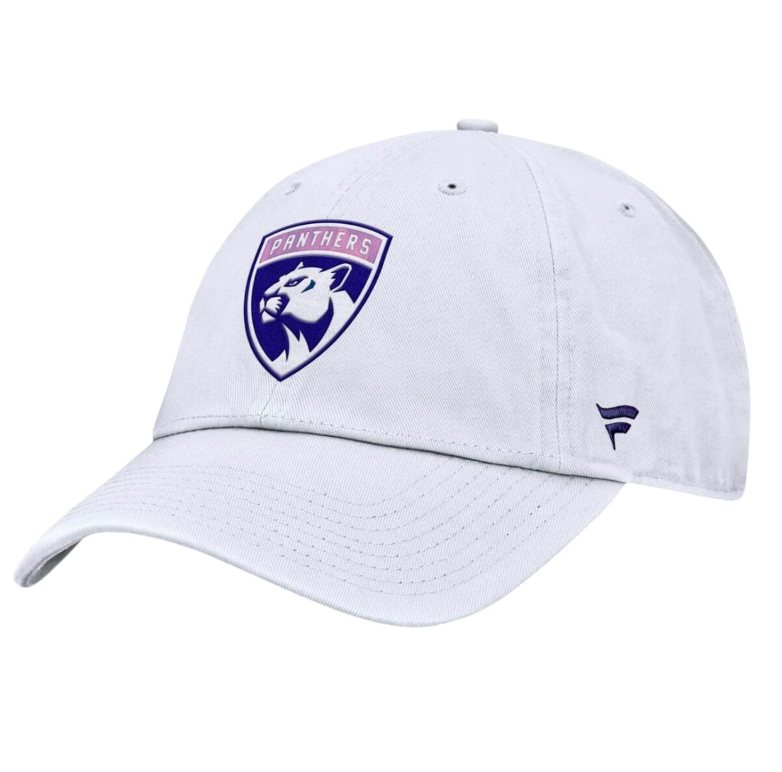 Florida Panthers Fanatics Hockey Fights Cancer Adjustable Hat - White