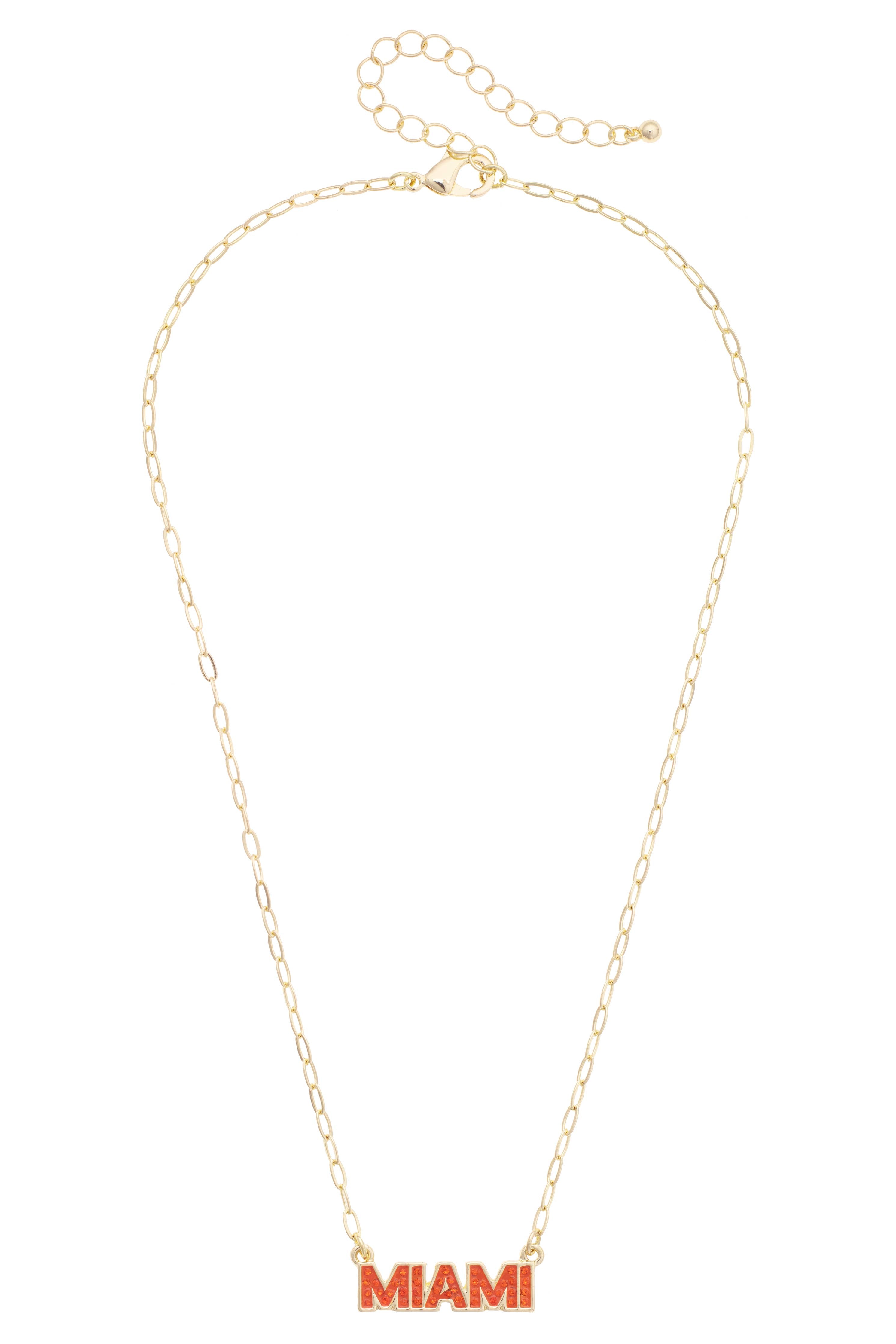 Miami Hurricanes Pave Outline Necklace