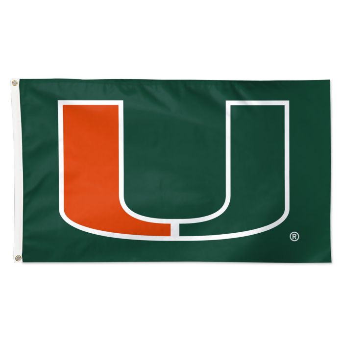 Miami Hurricanes U Logo 3x5 Banner Flag - Green