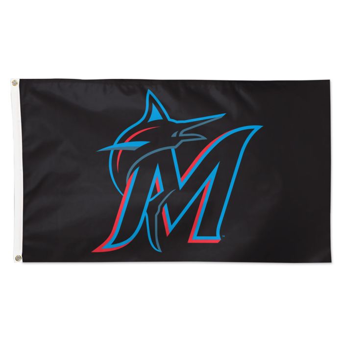 Miami Marlins Fanatics Primary Logo 3 x 5 Flag - Black
