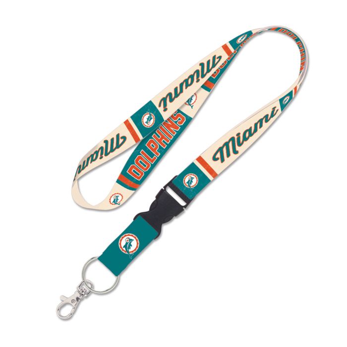 Miami Dolphins Vintage Logo Miami Script Lanyard w/Breakaway Clip