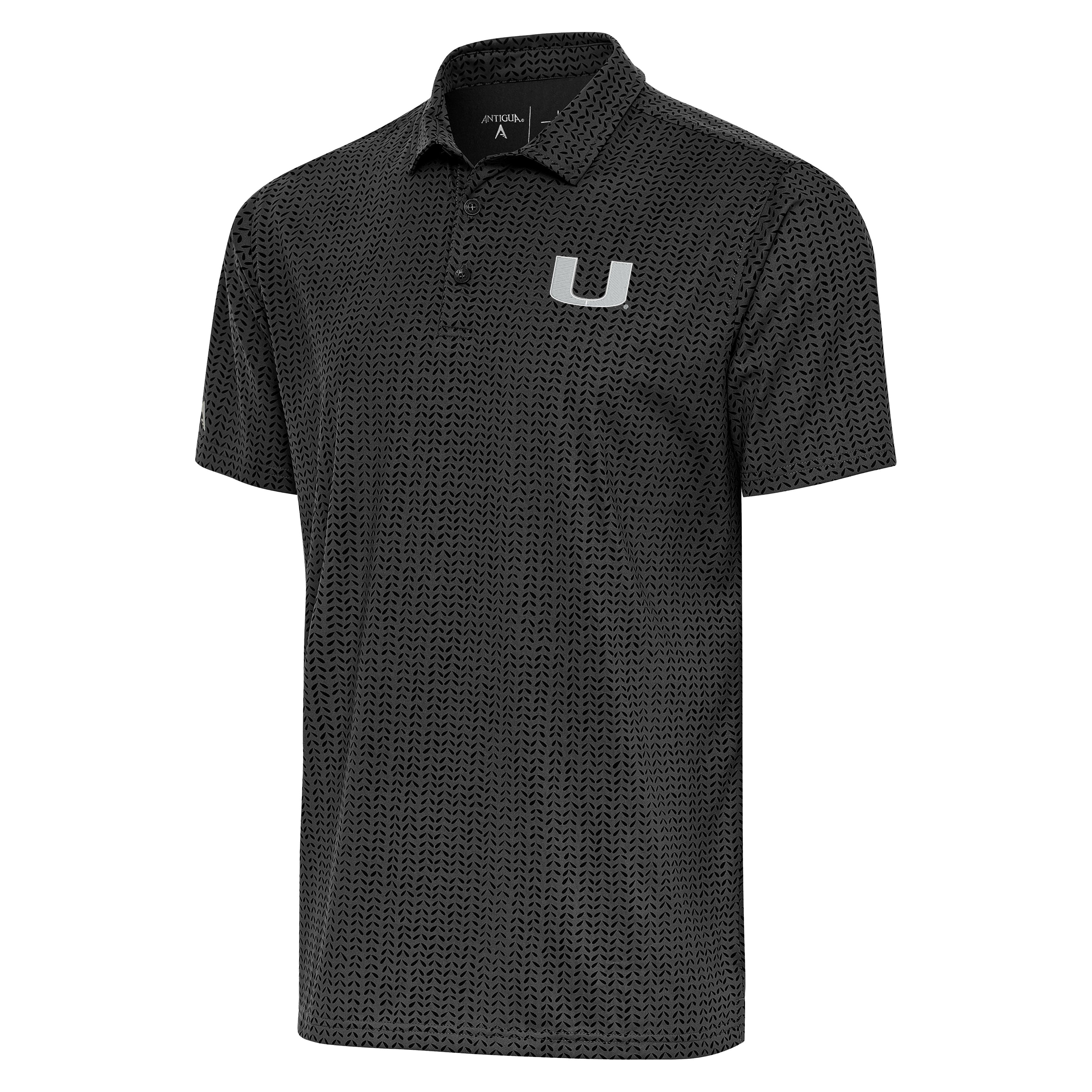 Miami Hurricanes Antigua Mashie Polo U Logo - Charcoal