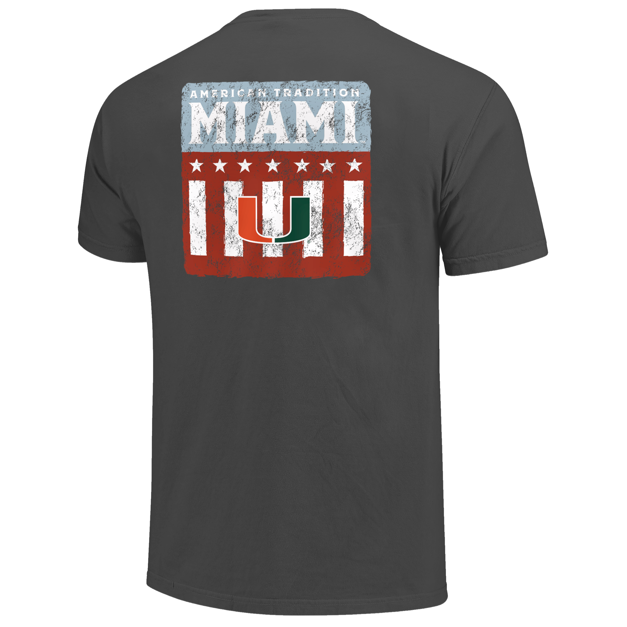 Miami Hurricanes Logo Stripes Comfort Color T-Shirt - Pepper