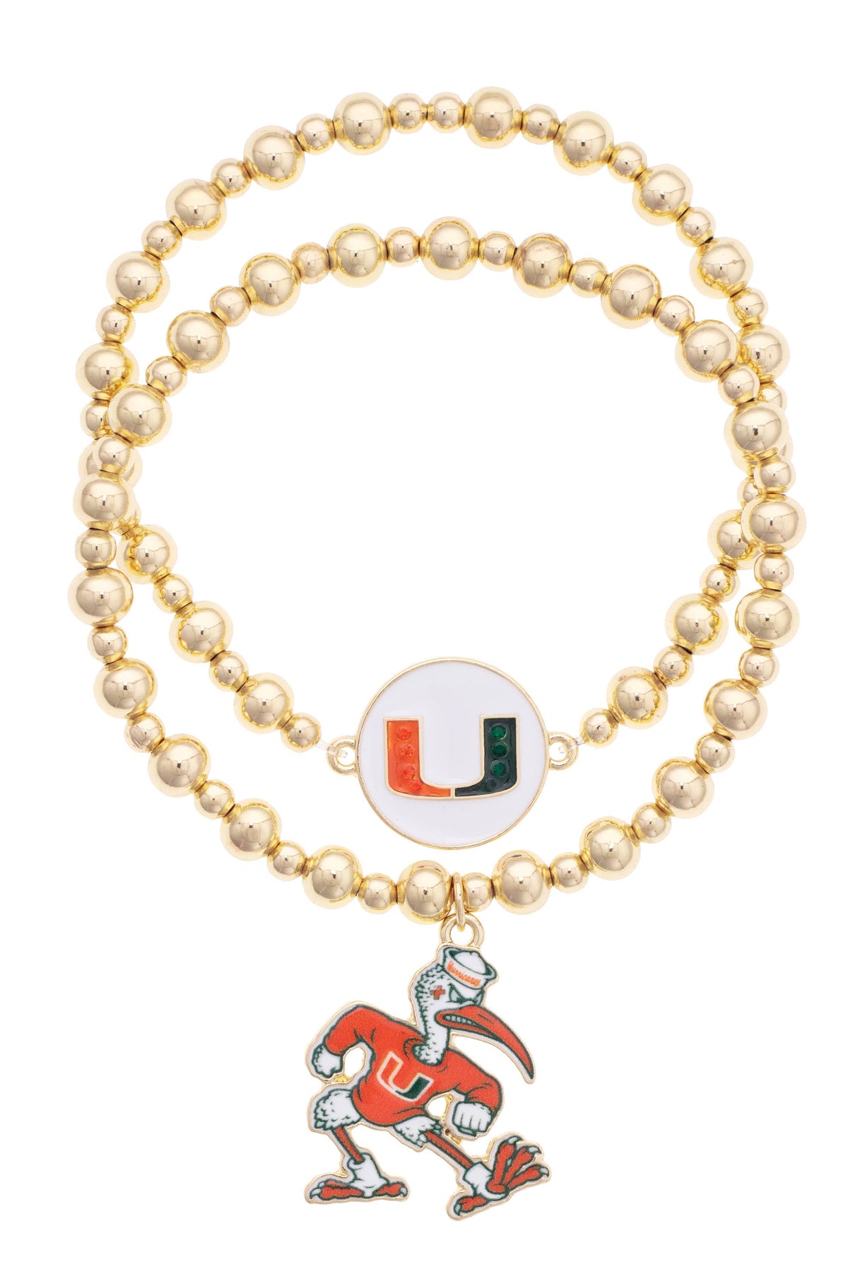 Miami Hurricanes Ball Bead BraceletSet of 2