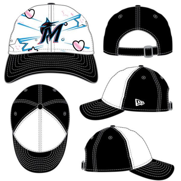 New Era Miami Marlins 9TWENTY Adjustable Hat - Black & White Classic Strapback Cap - View #6