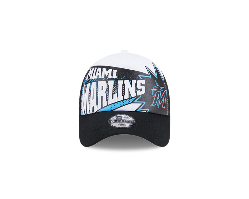 Miami Marlins New Era Kids Burst! Adjustable Foam Trucker Hat - Black/White