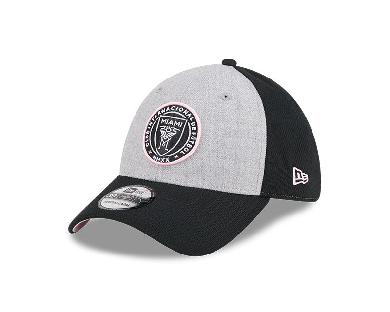 Inter Miami CF New Era 39Thirty Grey Panel Flex Fit Hat - Black/Grey