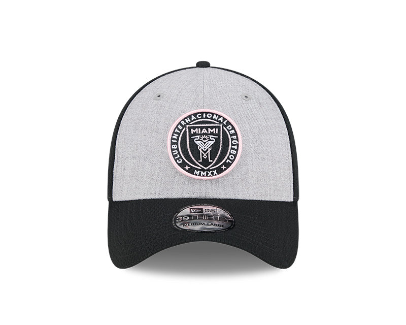 Inter Miami CF New Era 39Thirty Grey Panel Flex Fit Hat - Black/Grey