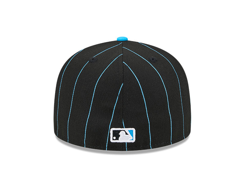 Miami Marlins New Era 59Fifty Throwback Pinstripes Fitted Hat - Black