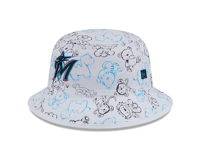 Miami Marlins New Era Kids Characters Bucket Hat - White