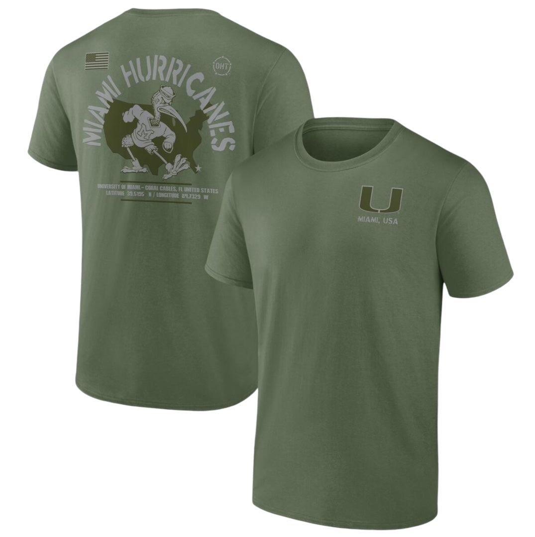 Miami Hurricanes Fanatics OHT Base T-Shirt - Military Green