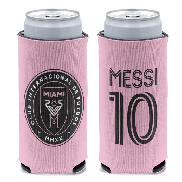 Lionel Messi Inter Miami CF 2-Sided Slim Can Cooler Koozie- 12 oz.