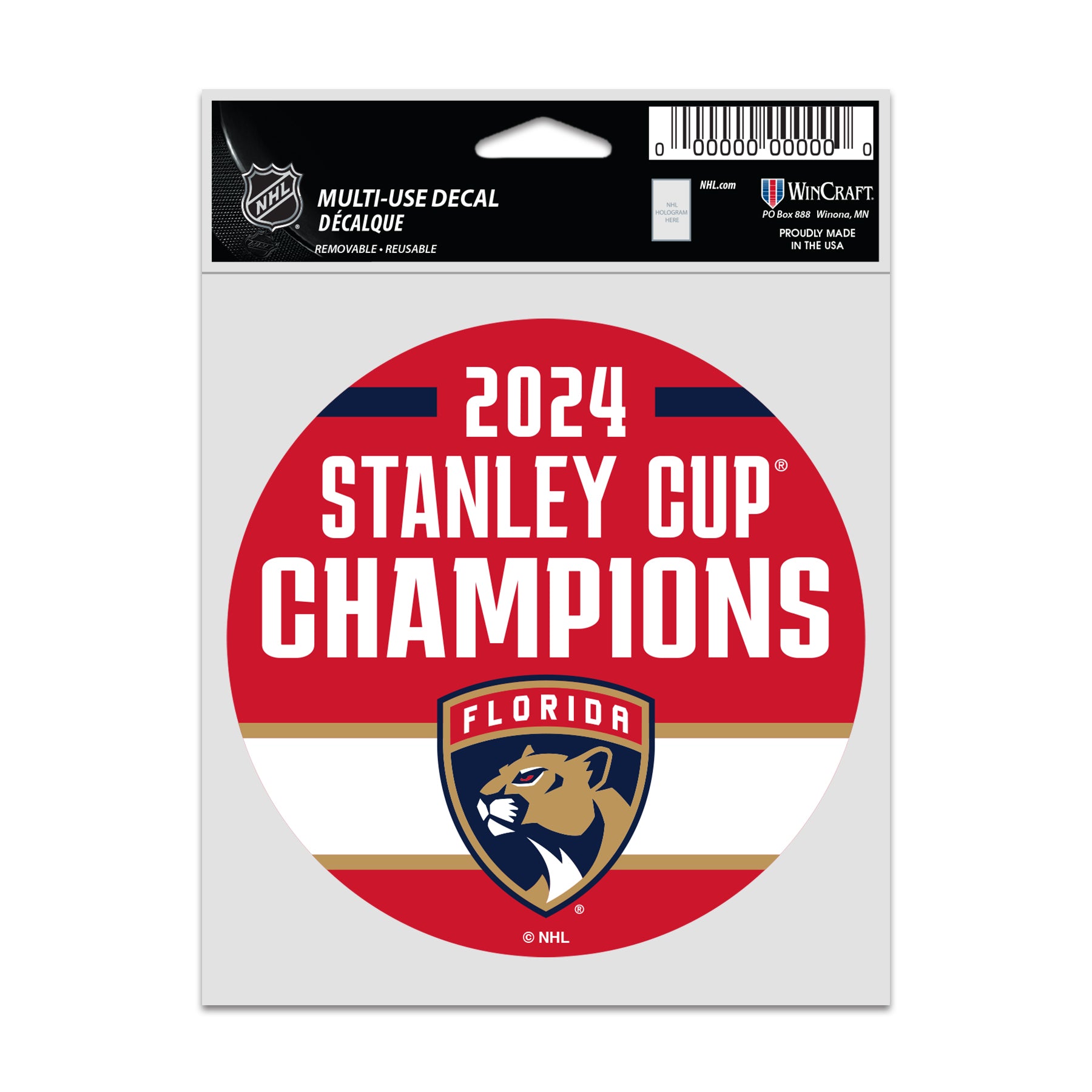 Florida Panthers 2025 Stanley Cup Champions MultiUse Fan Decal 3.75