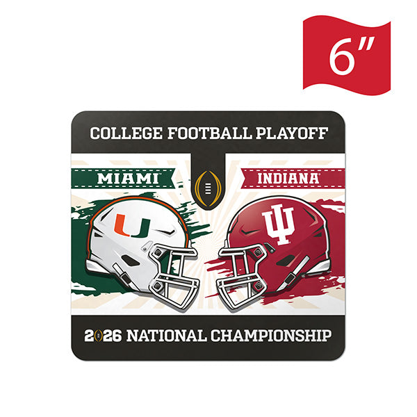 Miami Hurricanes vs Indiana Hoosiers CFP National Championship Matchup Vinyl Magnet - 6"