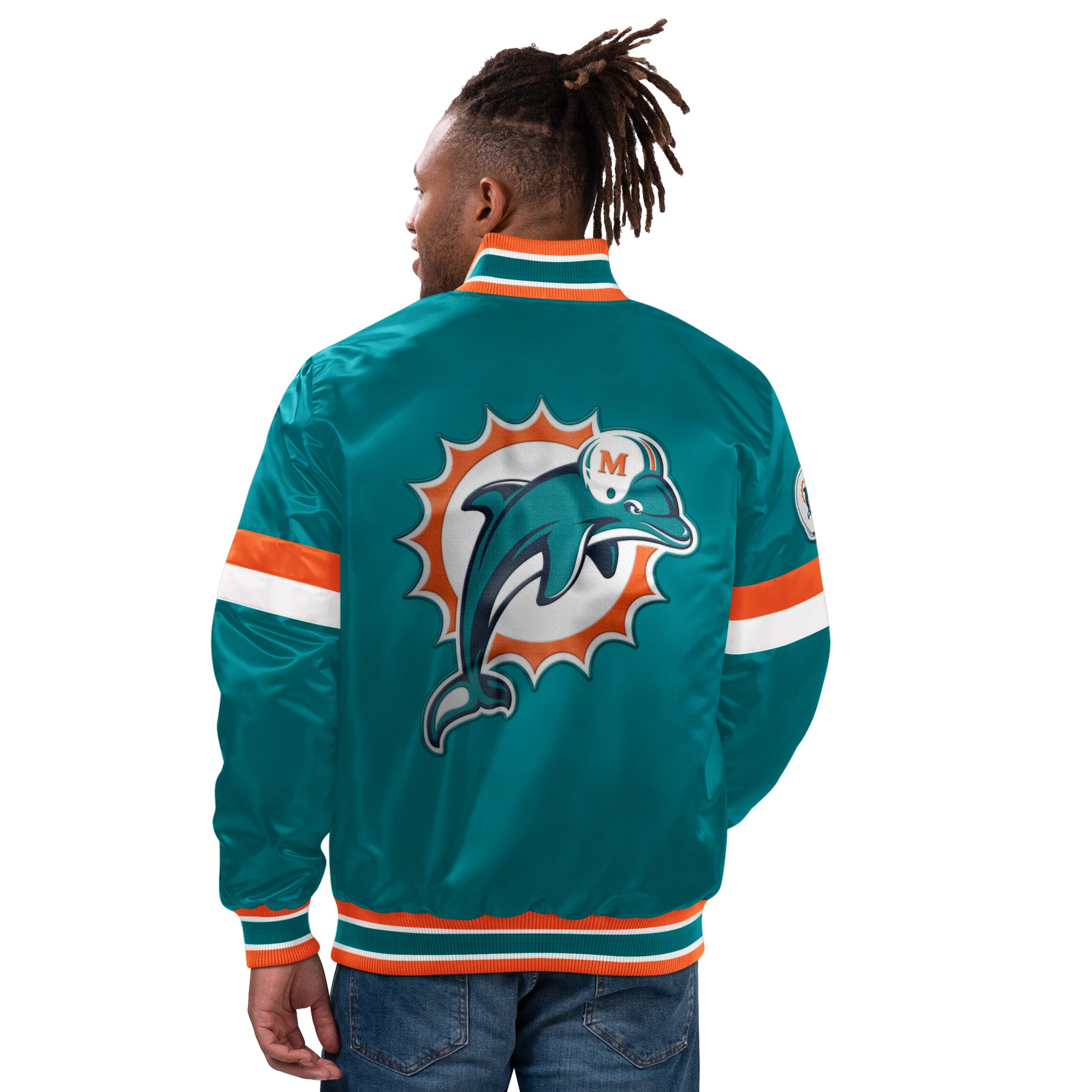 Miami Dolphins Retro Logo Classic Starter Jacket - Aqua