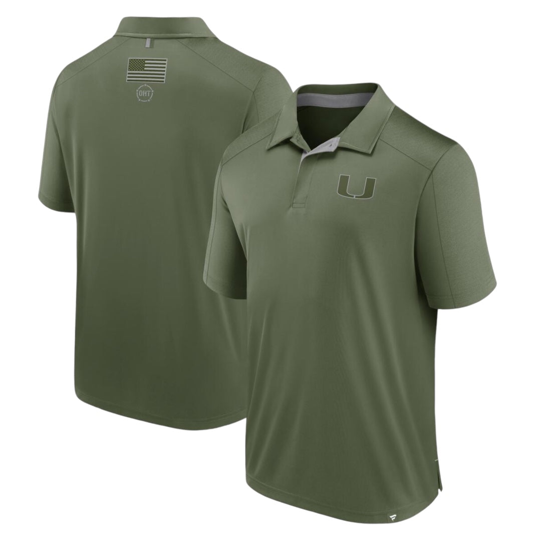 Miami Hurricanes Fanatics OHT Tonal Polo - Military Green