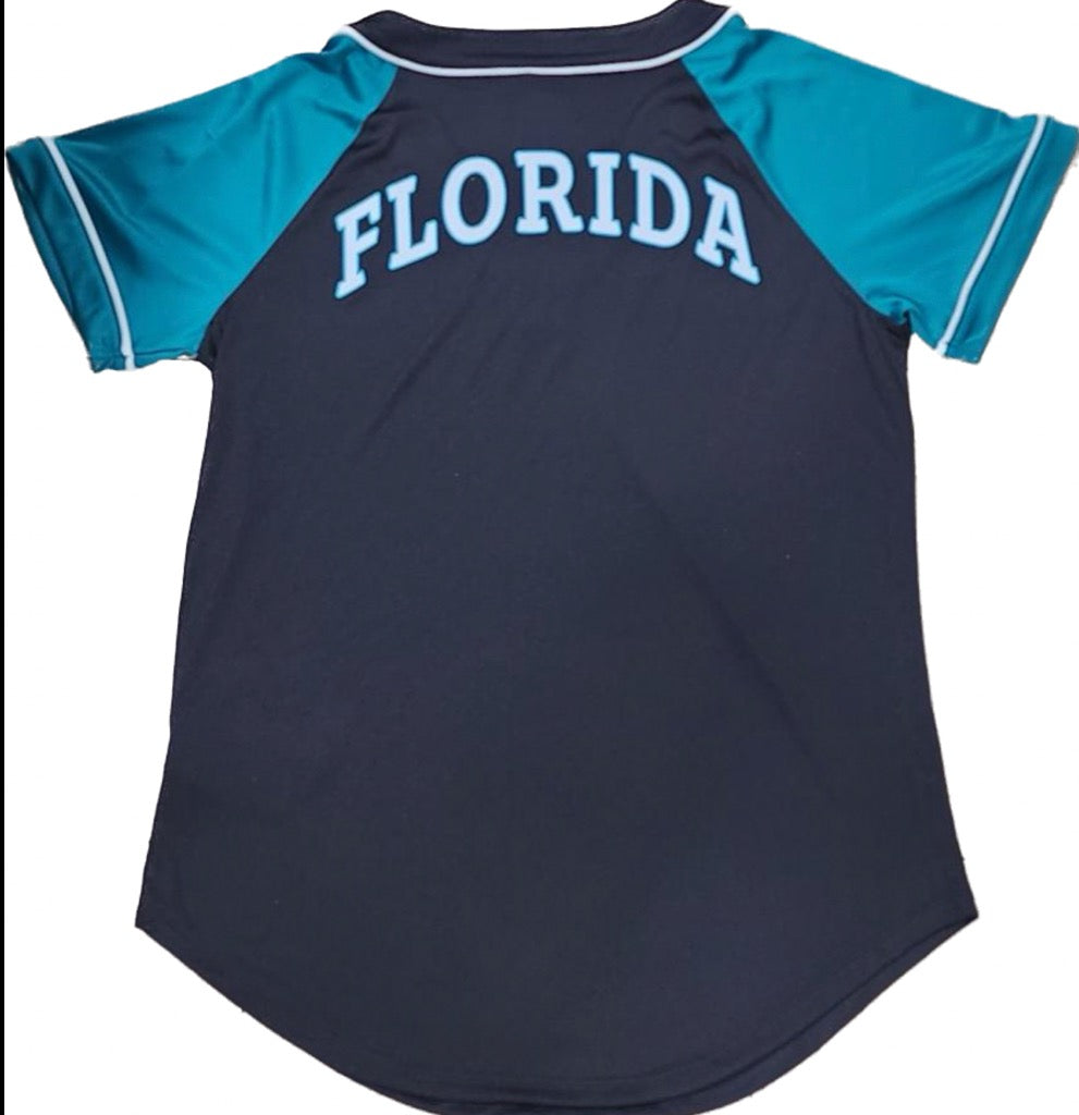 Miami Marlins Women's Cooperstown Florida Bunt V-Neck Jersey Shirt
