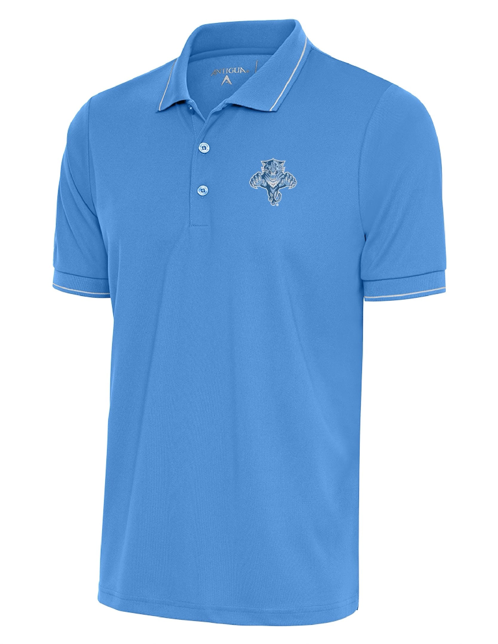 Florida Panthers Antigua Tonal  Retro Logo Affluent Polo - Light Blue