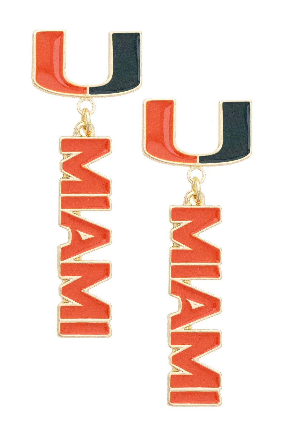 Miami Hurricanes Enamel Drop Earrings