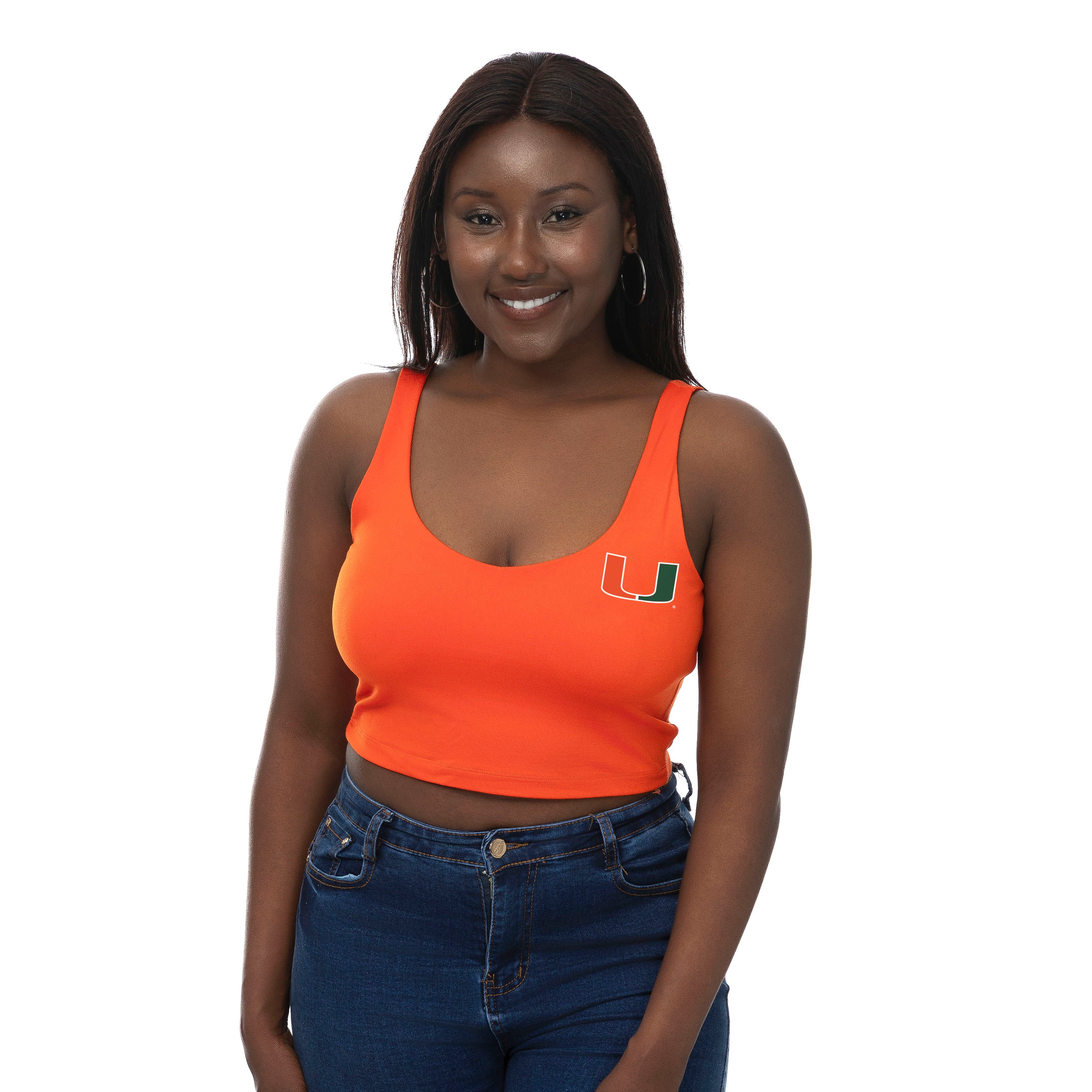 Miami Hurricanes ZooZatz V-Neck Scoop Crop Tank Top - Orange