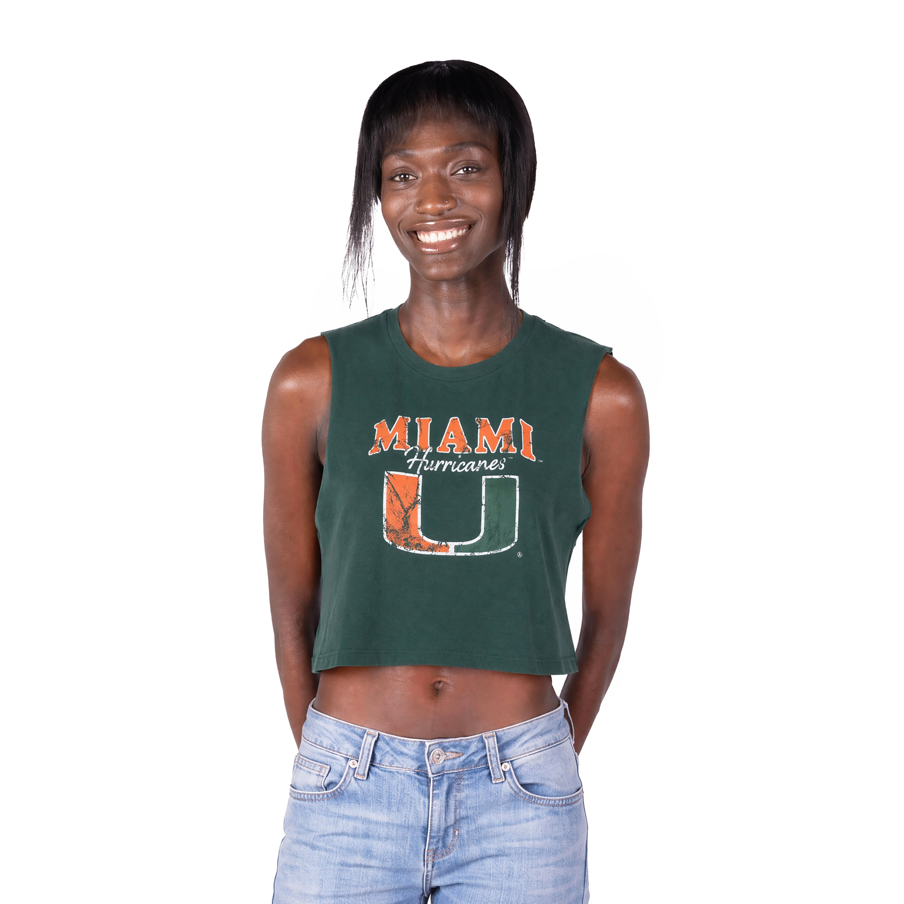 Miami Hurricanes ZooZatz Distressed Muscle Tank - Green