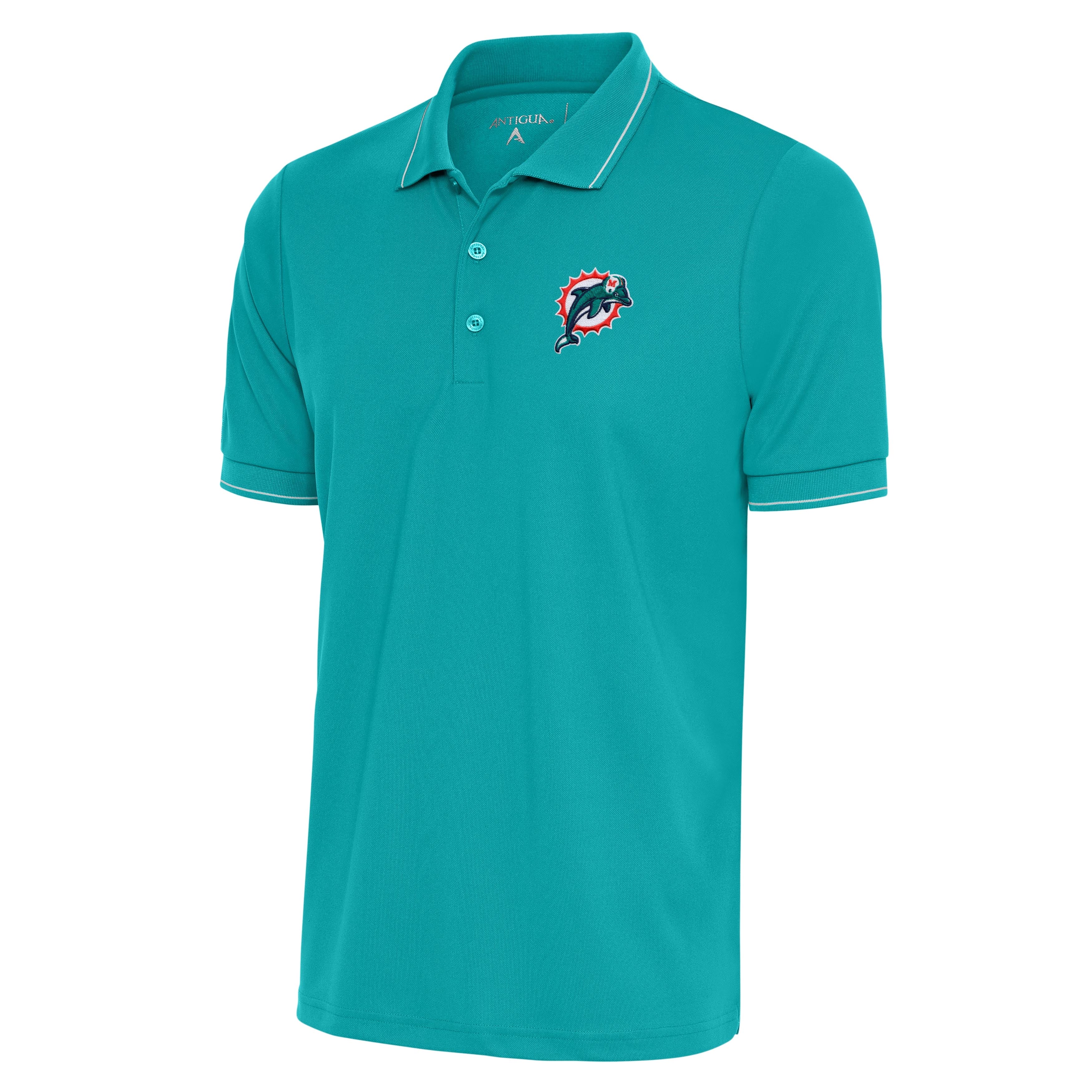 Miami Dolphins Antigua '97-'12 Logo Affluent Polo - Aqua Reef