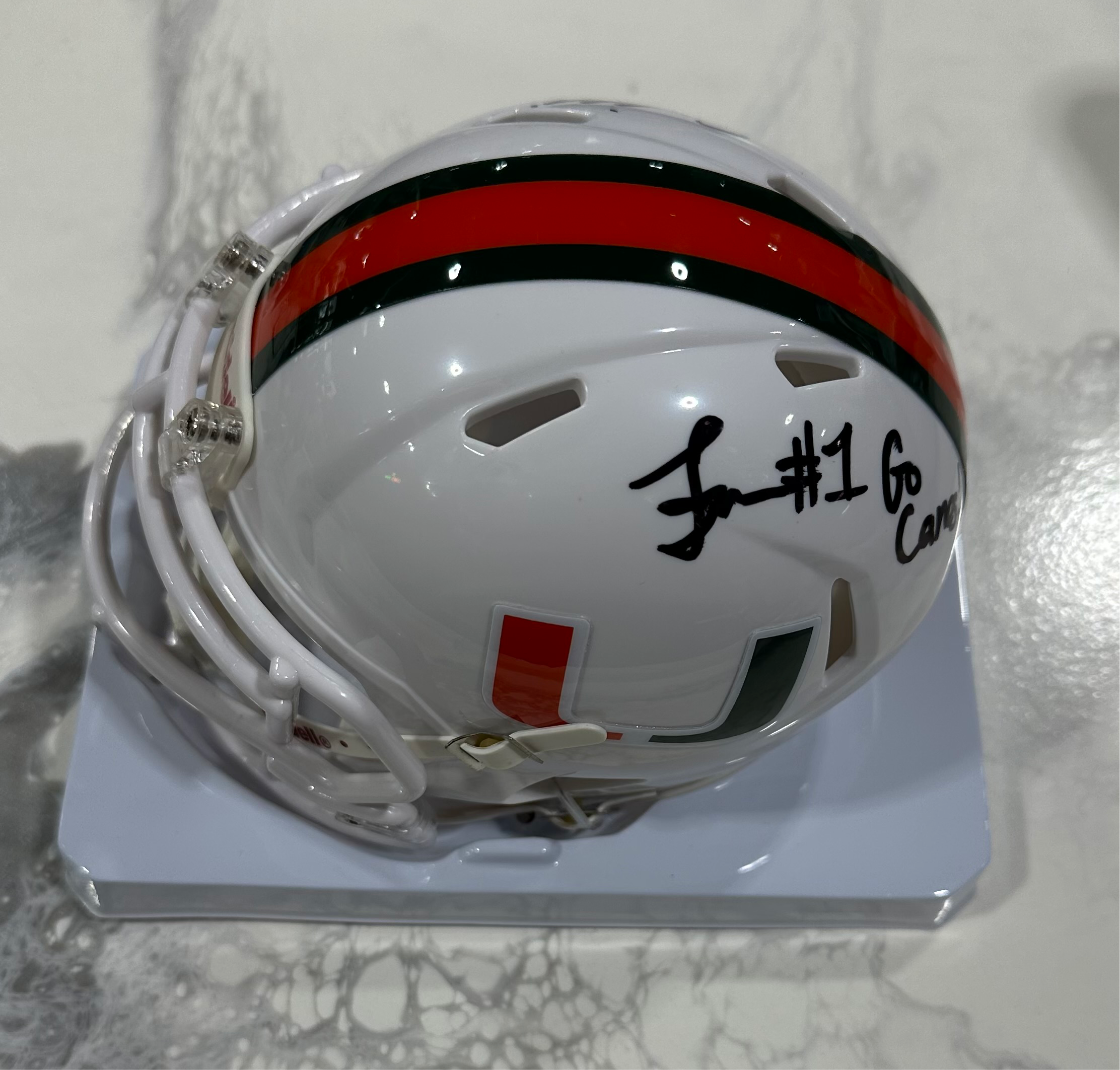 Miami Hurricanes Mauigoa Brothers Autographed Riddell Speed Mini Helmet - White