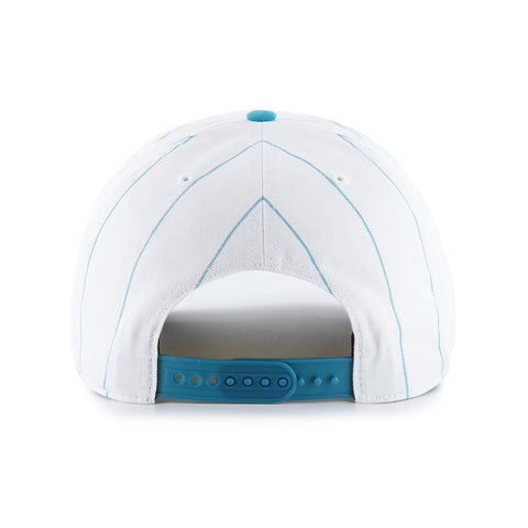 Miami Marlins 47 Brand Cooperstown Double Header Pinstripe Hitch Adjustable Hat - White/Teal