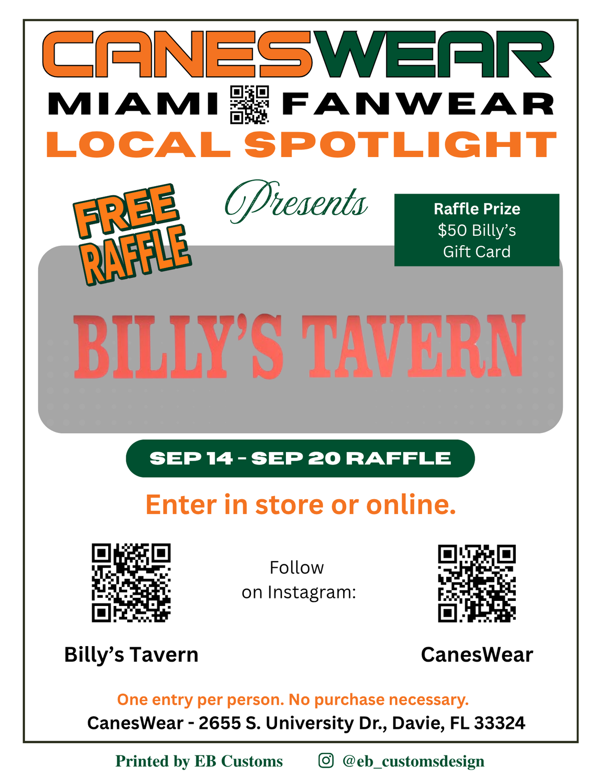 CanesWear Local Spotlight Raffle