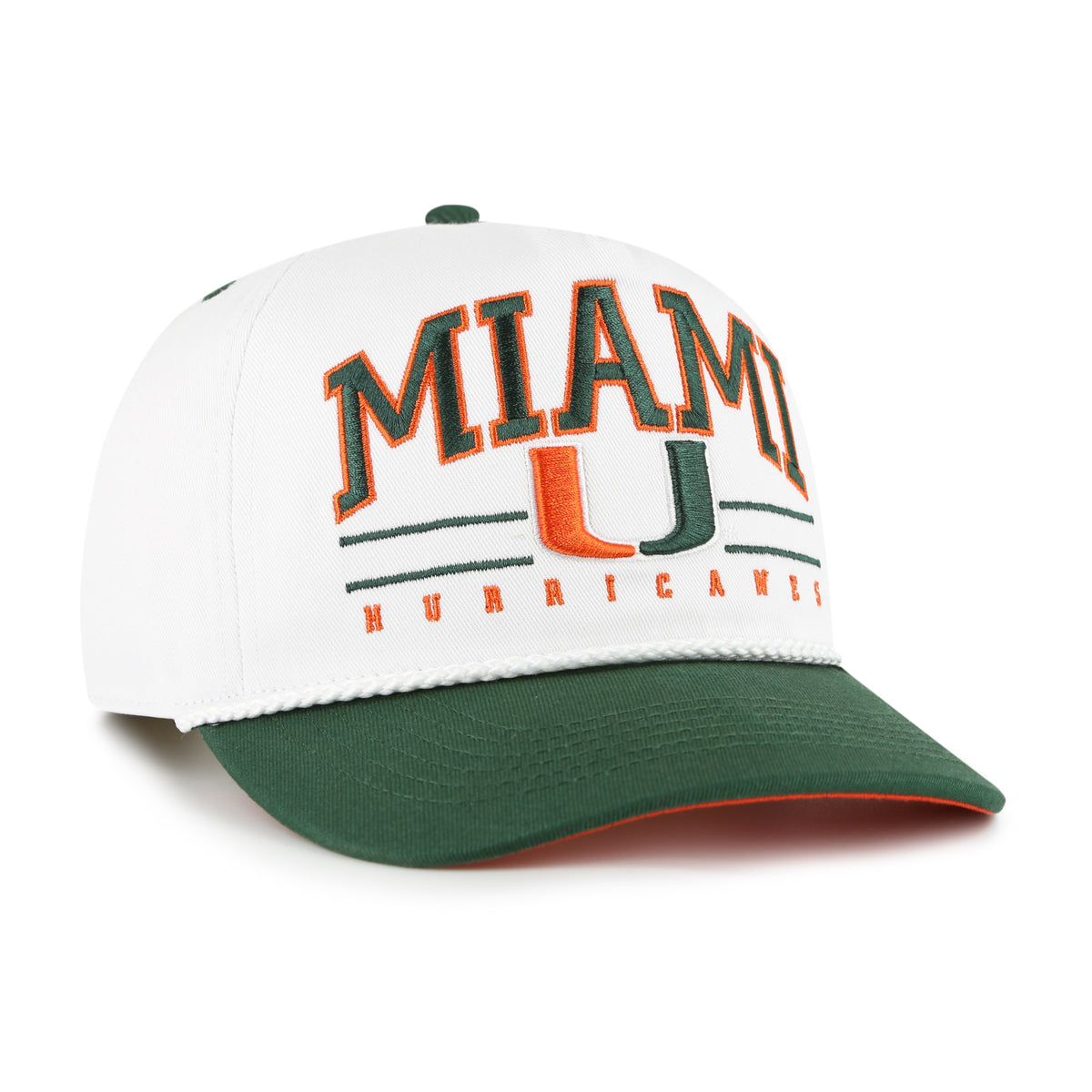 Miami Hurricanes 47 Brand Roscoe Hitch Adjustable Hat - White/Green
