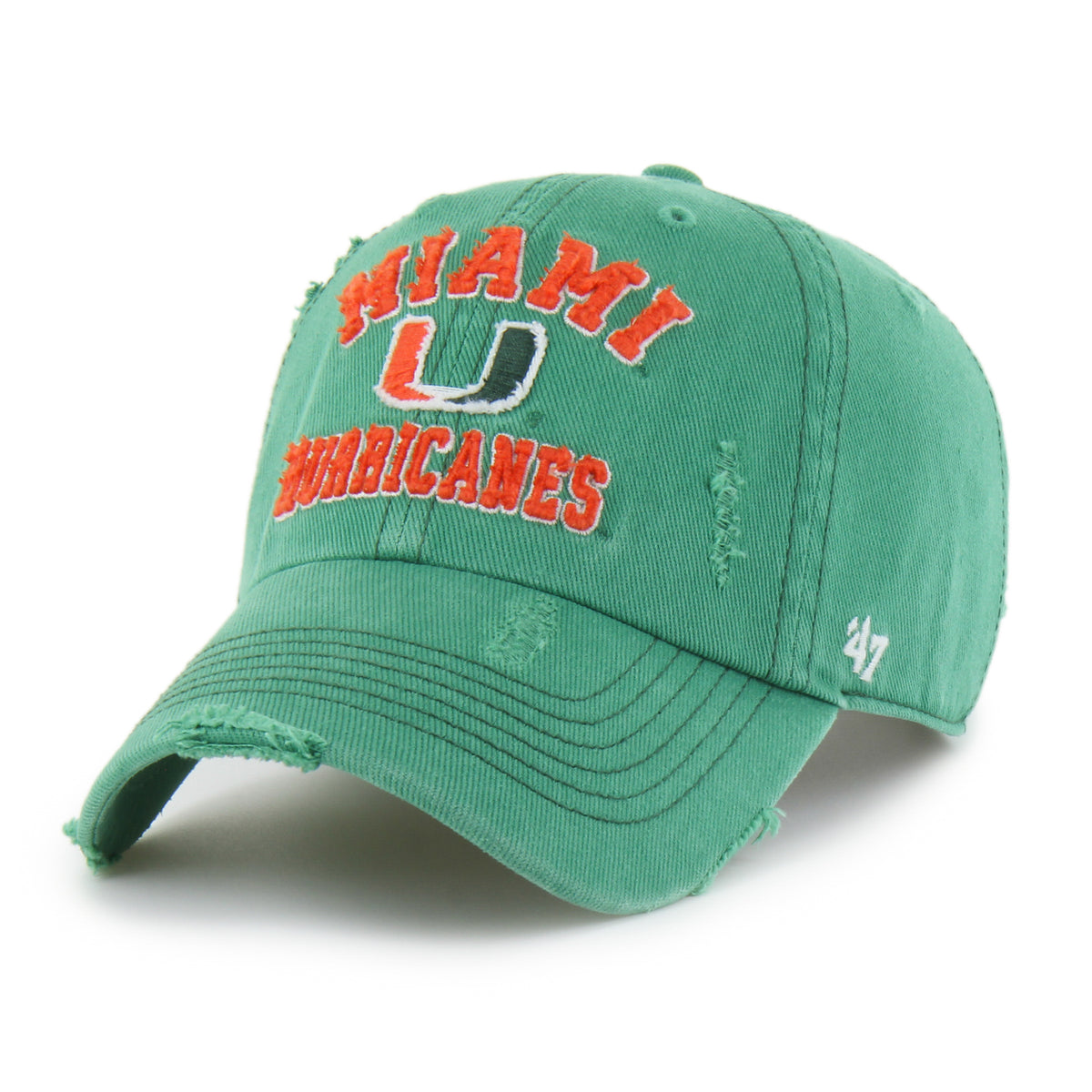 Miami Hurricanes 47 Brand Seymoore Clean UP Adjustable Hat - Mixed Green