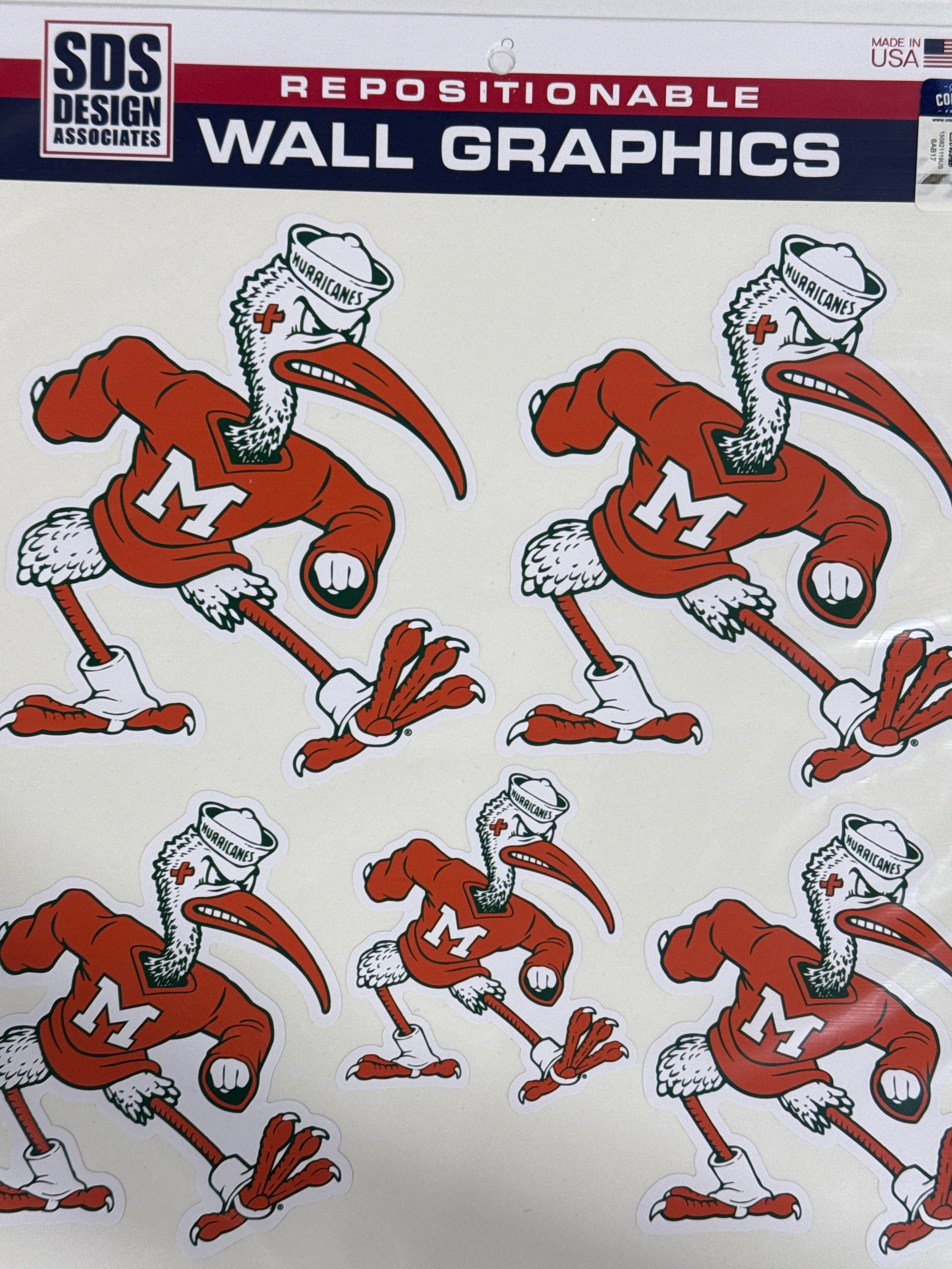 Miami Hurricanes Repositionable Sebastian Wall Graphics