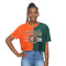 Miami Hurricanes ZooZatz Color Block Crop T-Shirt - Orange/Green