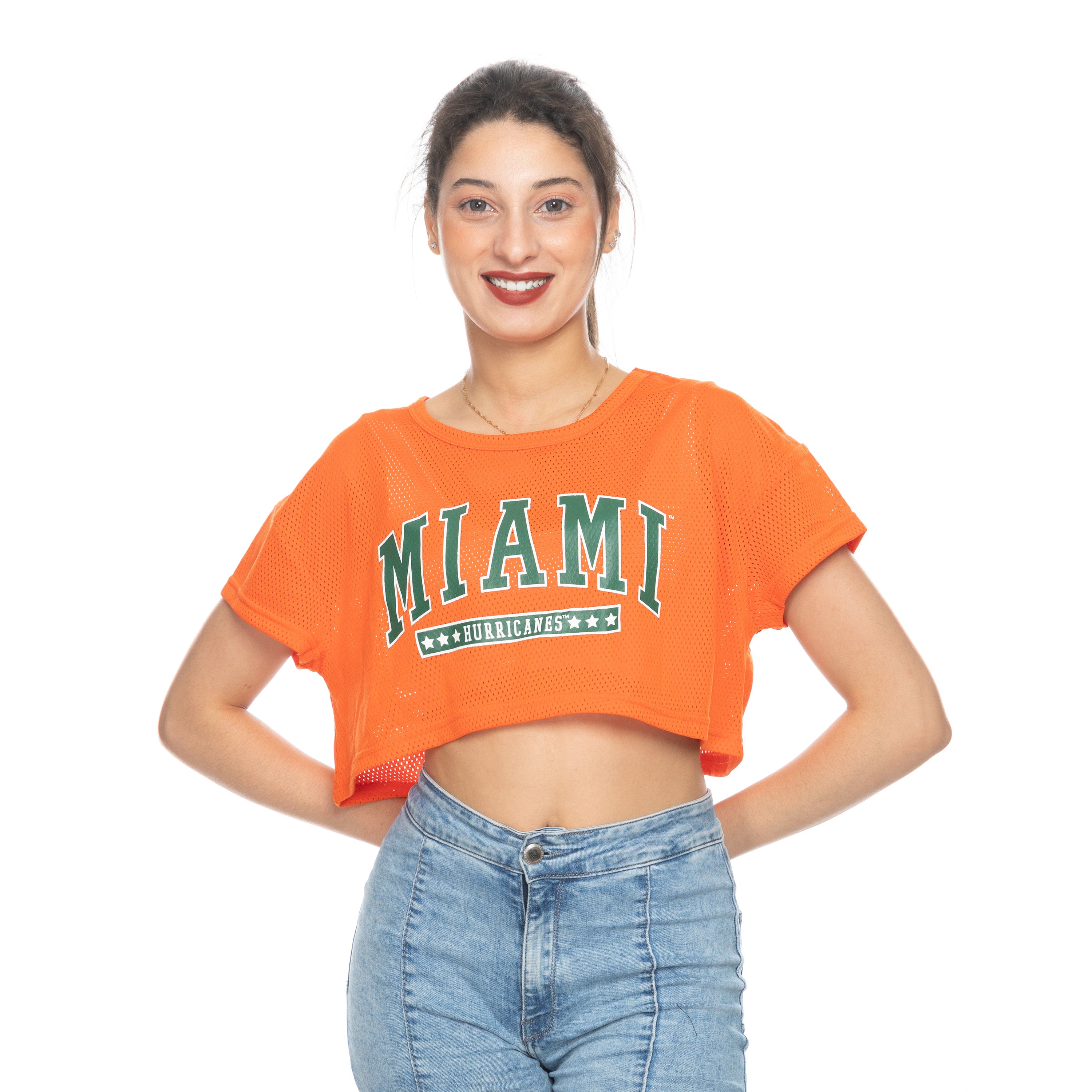 Miami Hurricanes ZooZatz Jersey Crop Top - Orange
