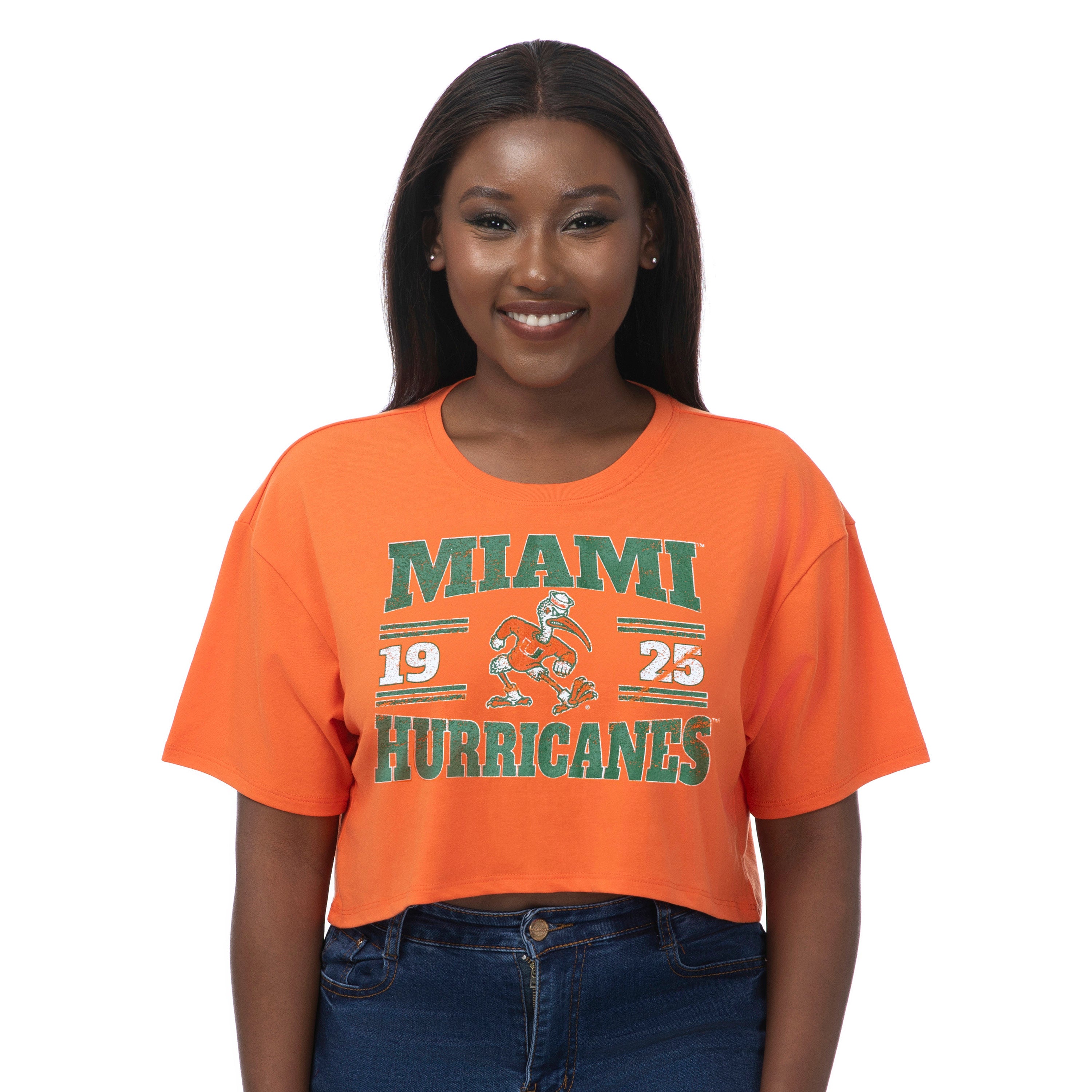 Miami Hurricanes ZooZatz Women's Boxy Crop T-Shirt - Orange