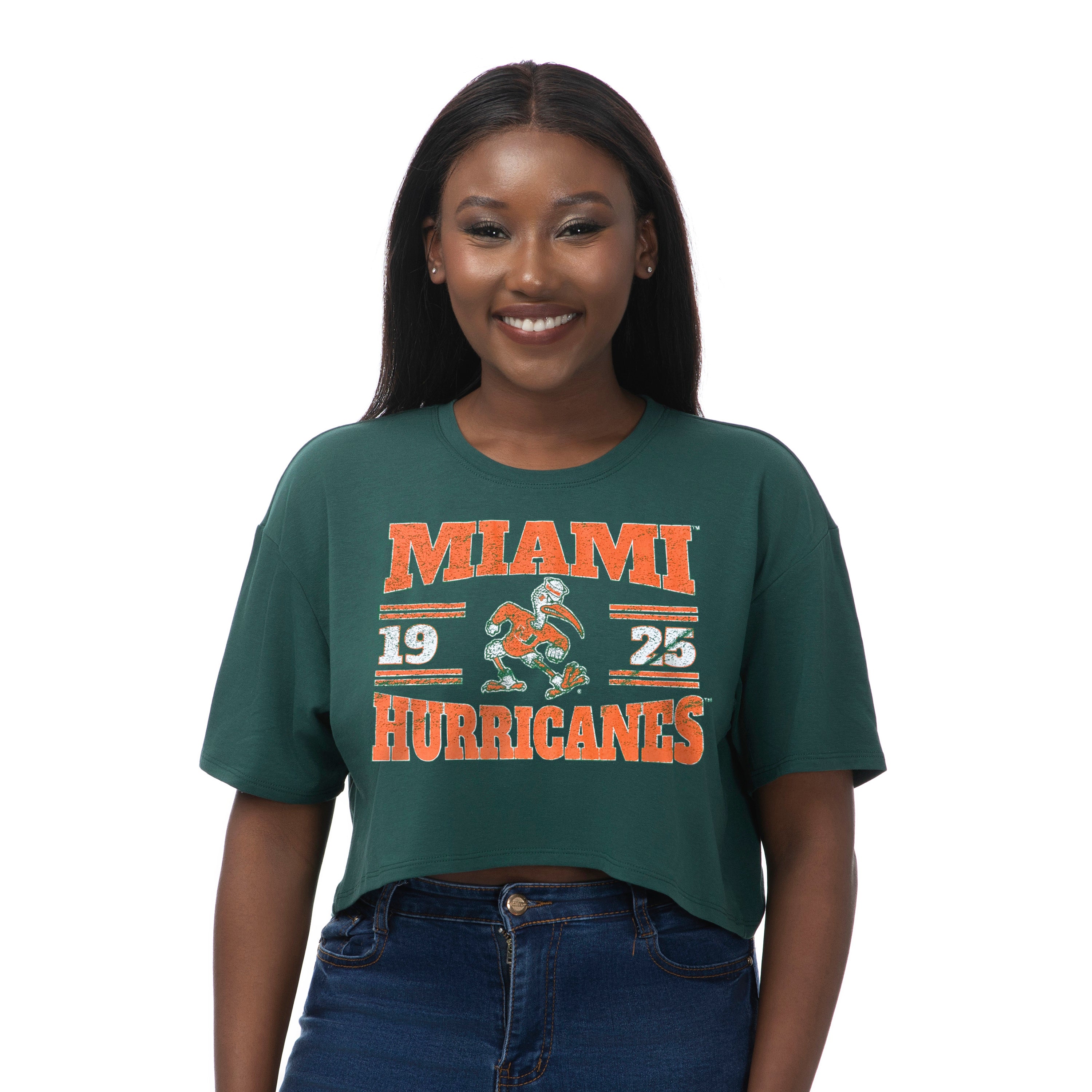 Miami Hurricanes ZooZatz Women's Boxy Crop T-Shirt - Orange