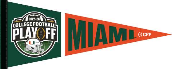Miami Hurricanes CFP College Football Playoffs Deluxe Soft Pennant - 12" x 30"