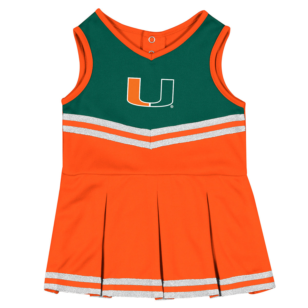 Miami Hurricanes Colosseum Infant Girls Time for Recess Cheer Dress - Green Orange