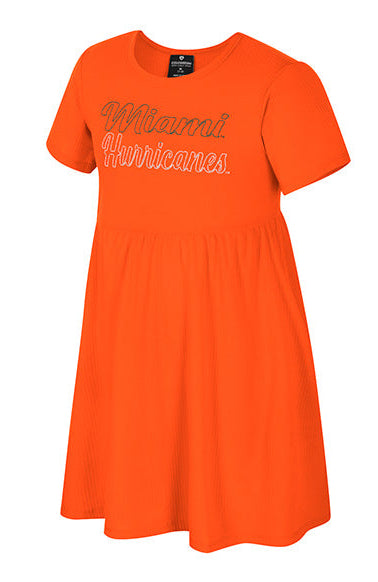 Miami Hurricanes Colosseum Girls Riley Ribbed Dress - Orange
