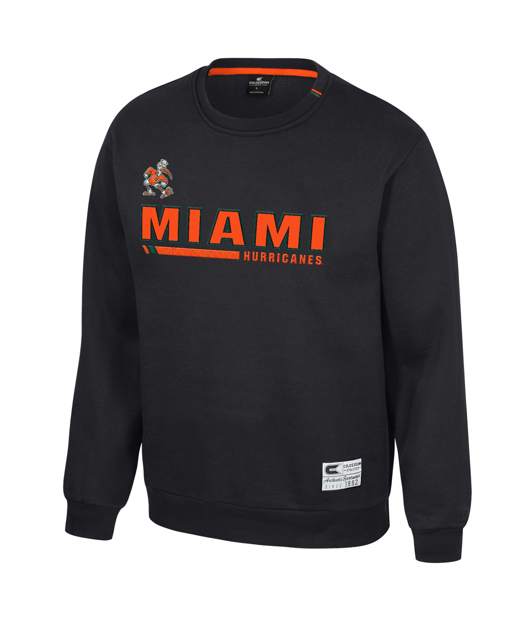 Miami Hurricanes Colosseum Charlie Sebastian Crew Sweater - Black