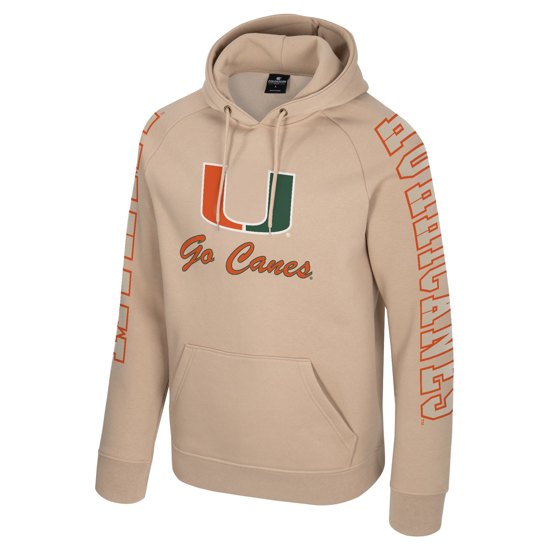 Miami Hurricanes Colosseum MENS BIG BREAK HOODIE (SEQUOIA) - Natural