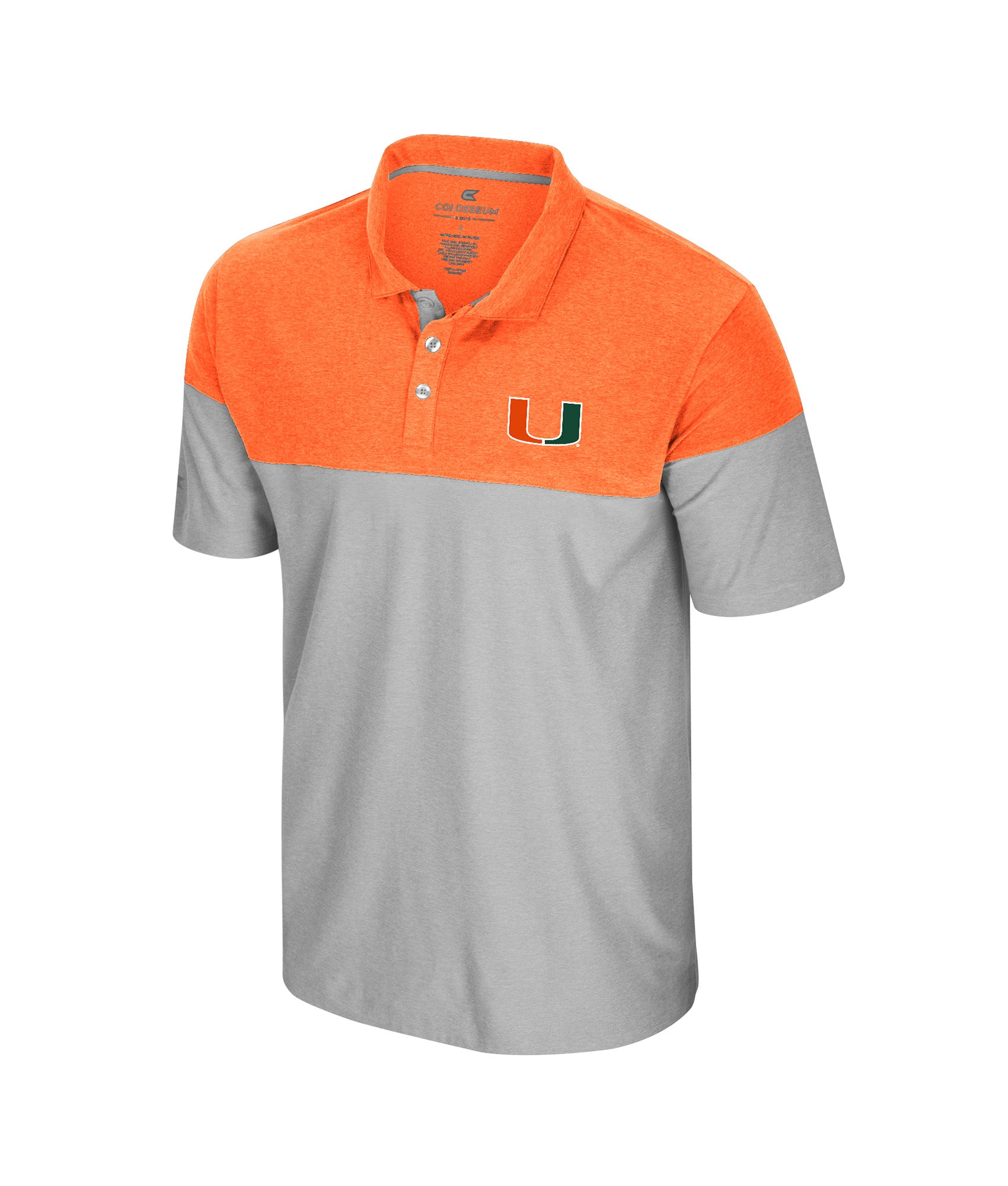 Miami Hurricanes Colosseum Mac Colorblock Polo - Ash Grey