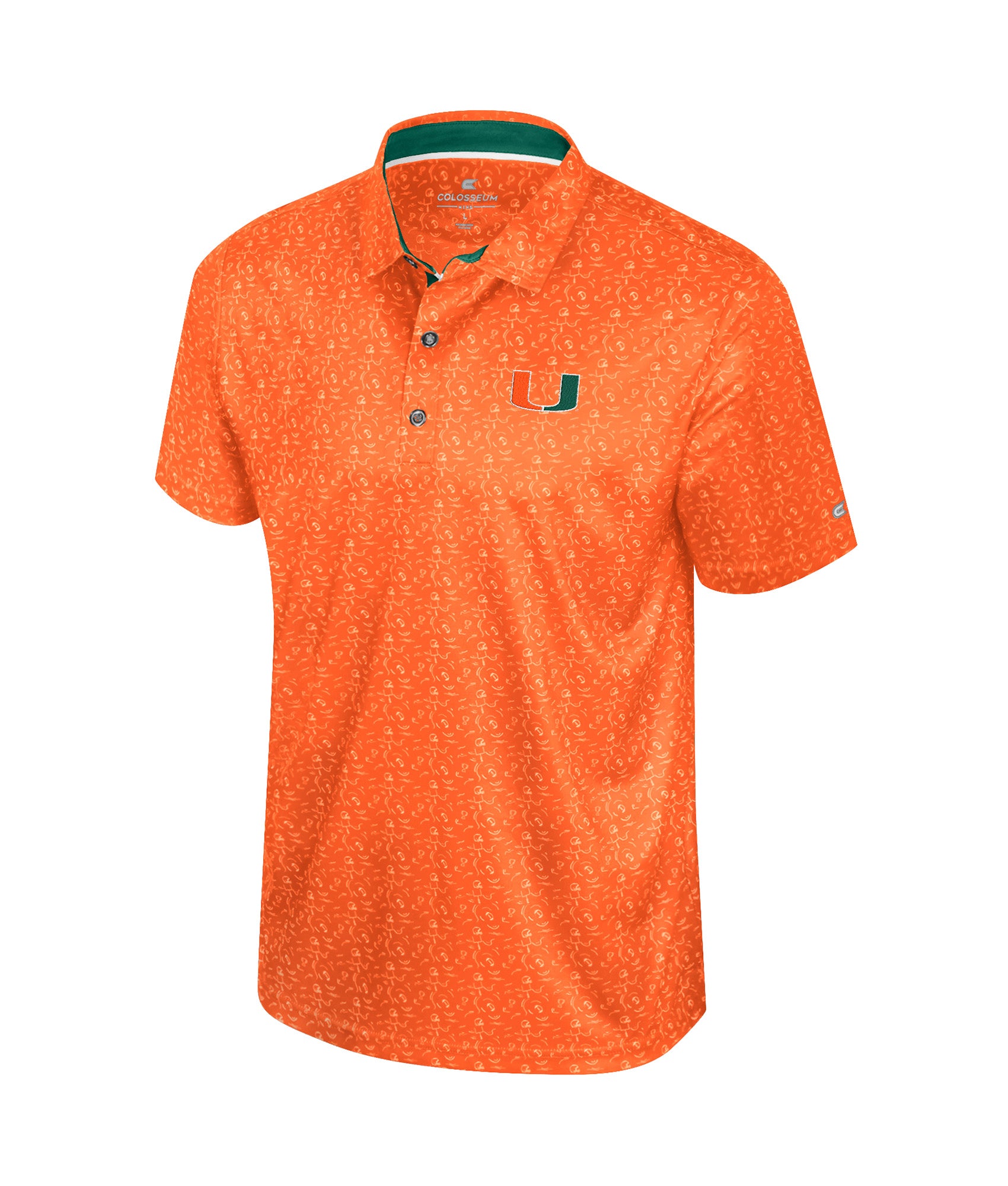 Miami Hurricanes Colosseum MENS FOOTBALL PRINT SUBLIMATED TEAM POLO - ORANGE