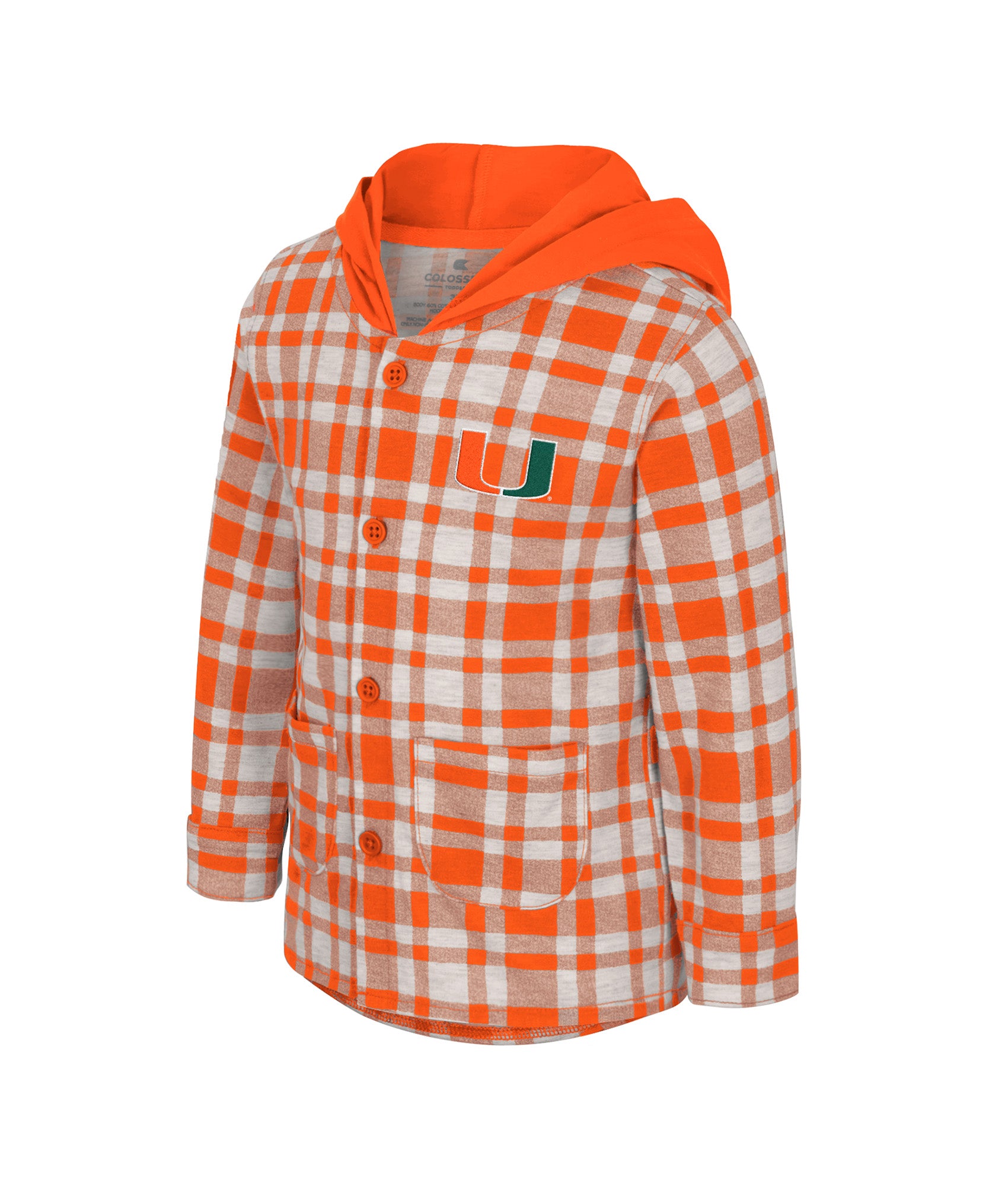 Miami Hurricanes Colosseum Toddler BMO Plaid Button Up Jacket  - Orange