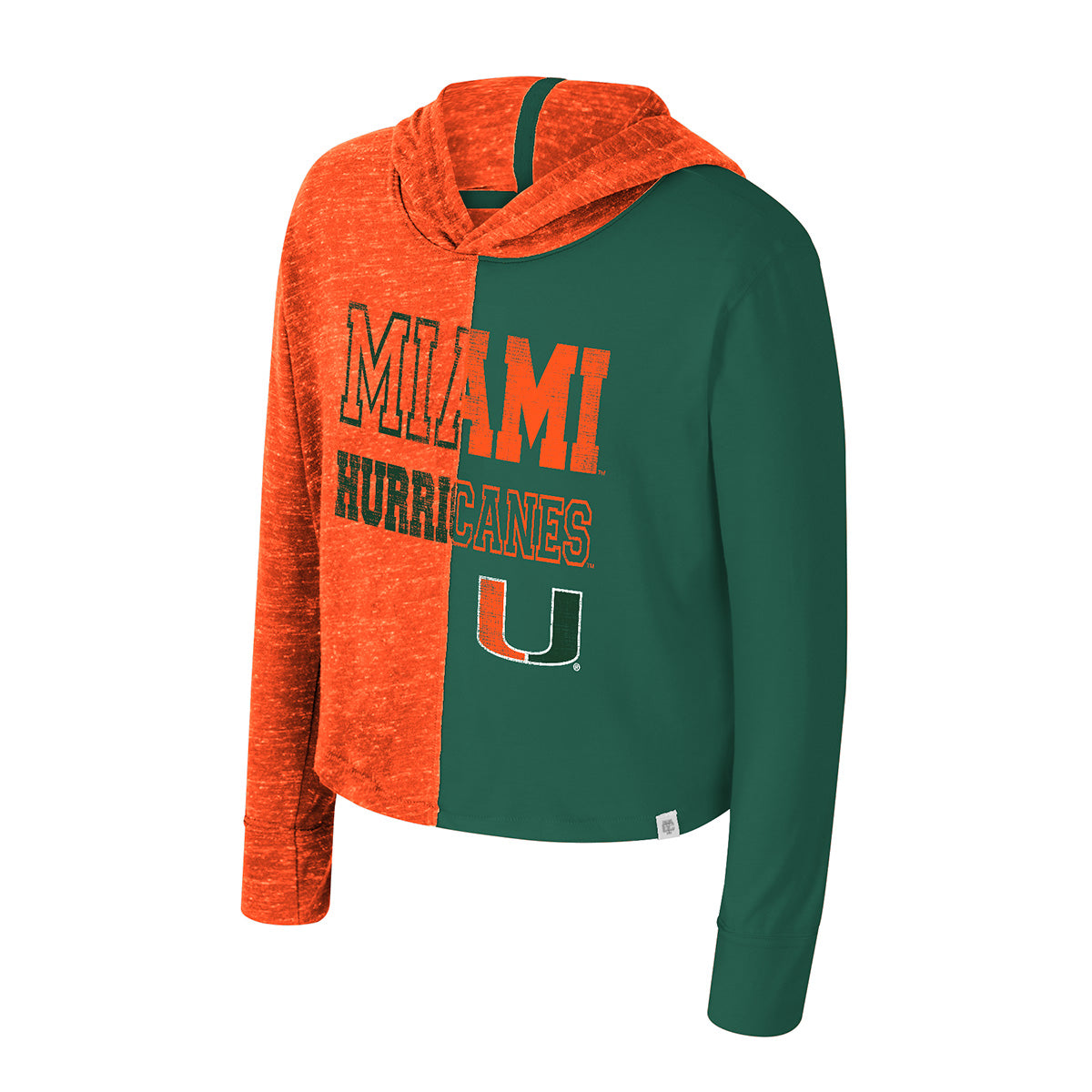 Miami Hurricanes Colosseum GIRLS BUFFALO GALS HOODED KNIT TOP - ORANGE / GREEN
