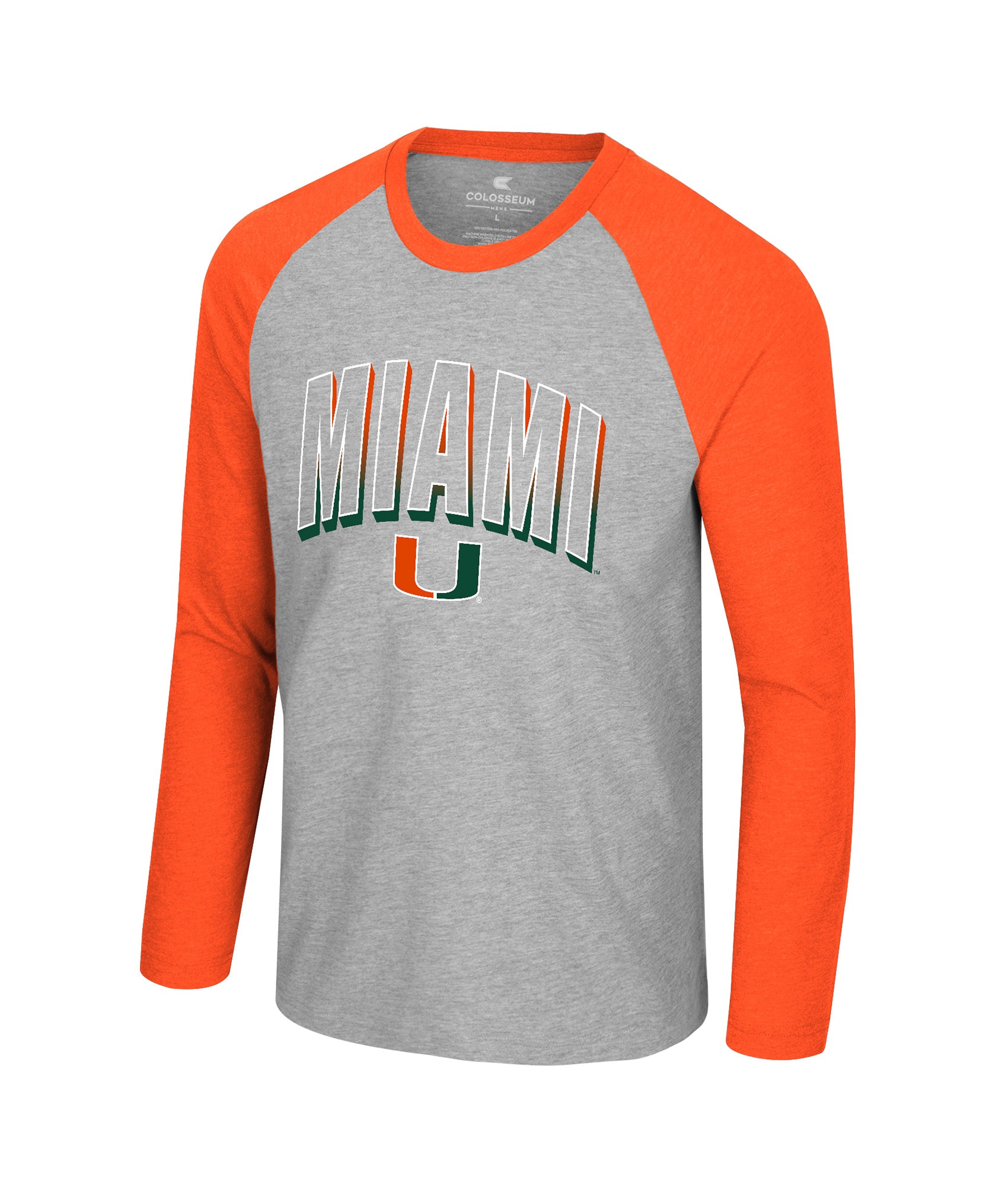 Miami Hurricanes Colosseum Philadelphia Raglan L/S T-Shirt - Heather Grey