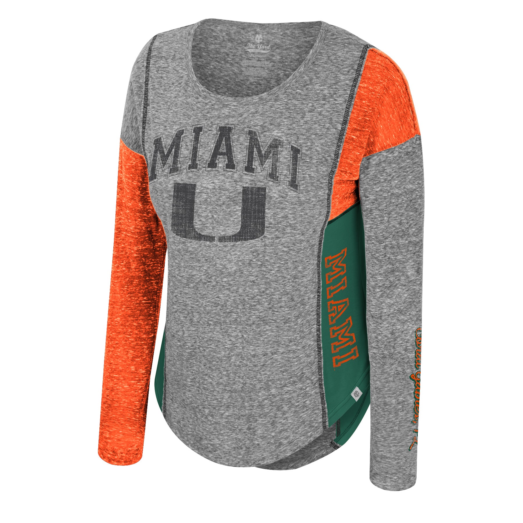 Miami Hurricanes Colosseum BUFFALO GALS COLOR BLOCKED LS KNIT TOP - Heather Grey