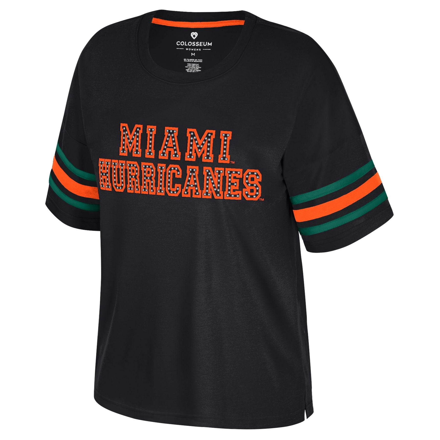 Miami Hurricanes Colosseum Tina Studded T-Shirt - Black