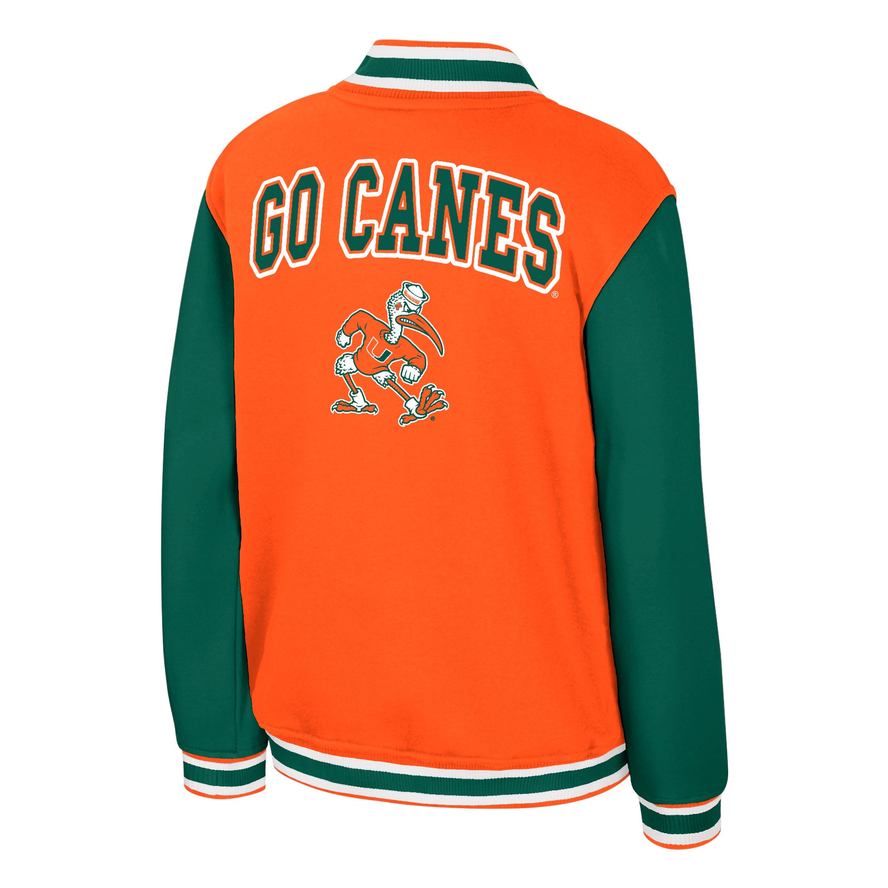 Miami Hurricanes Colosseum Youth Grand Tour Bomber Jacket - Orange/Green